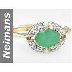 1.00 ct Emerald & Diamond Ring 14kt Gold