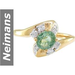 1.07 ct Green Sapphire & Diamond Ring 14kt Gold