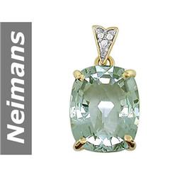 9.25 ct Green Amethyst & Diamond Pendant 14kt Gold