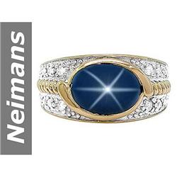 4.25 ct Star Sapphire & Diamond Ring 14kt Gold