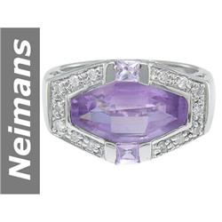 3.89 ct Amethyst & Diamond Ring 14kt Gold