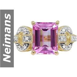 4.50 ct Mystic Pink Topaz & Diamond Ring 14kt Gold