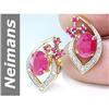 Image 1 : 3.75 ct Ruby & Diamond Earrings 14kt Gold