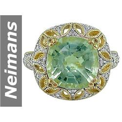 4.25 ct Green Amethyst & Diamond Ring 14kt Gold