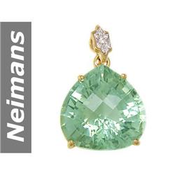 22.67 ct Green Amethyst & Diamond Pendant 14kt Gold