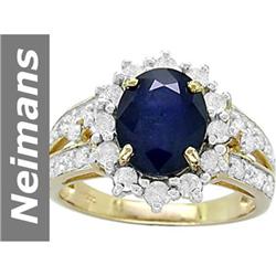 Genuine 4.00 ct Sapphire & Diamond Ring 14kt Gold