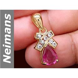 1.65 ct Ruby & White Sapphire Pendant 14kt Gold