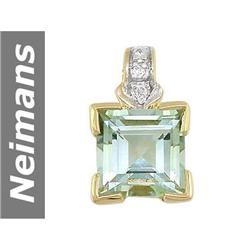 2.72 ct Green Amethyst & Diamond Pendant 14kt Gold