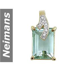 7.54 ct Green Kunzite & Diamond Pendant 14kt Gold