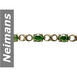 7.25 ct Green Sapphire Bracelet 14kt Gold