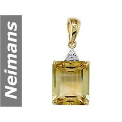6.56 ct Citrine & Diamond Pendant 14kt Gold