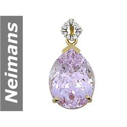 20.53 ct Pink Kunzite & Diamond Pendant 14kt Gold