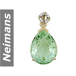 12.56 ct Green Amethyst & Diamond Pendant 14kt Gold