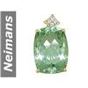 Image 1 : 13.85 ct Green Amethyst & Diamond Pendant 14kt Gold
