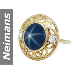 3.96 ct Star Sapphire & Diamond Ring 14kt Gold
