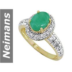 1.40 ct Emerald & Diamond Ring 14kt Gold