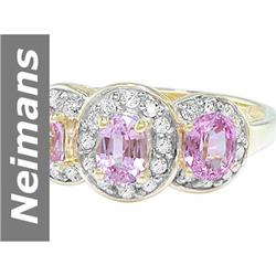 1.65 ct Pink Sapphire & Diamond Ring 14kt Gold