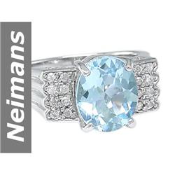 3.66 ct Blue Topaz & Diamond Ring 14kt Gold