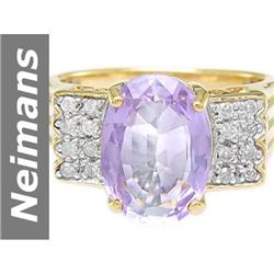 3.66 ct Amethyst & Diamond Ring 14kt Gold