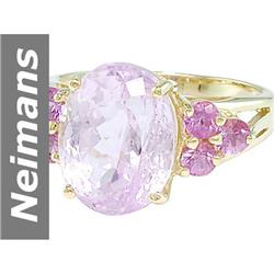8.40 ct Pink Kunzite & Pink Sapphire Ring 14kt Gold