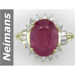 Colossal 5.04 ct Ruby & Diamond Ring 14kt Gold