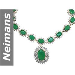 58.46 ct Emerald & Diamond Necklace 14kt Gold
