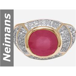 7.74 ct Ruby & White Sapphire Ring 14kt Gold