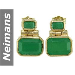 3.90 ct Emerald Earrings 14kt Gold