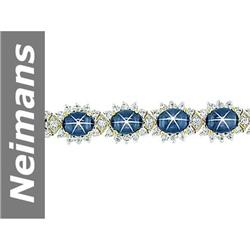 39.92 ct Star Sapphire & White Sapphire Bracelet 14kt Gold