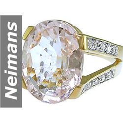11.86 ct White Morganite & Diamond Ring 14kt Gold