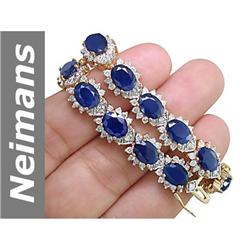 28.40 ct Sapphire & Diamond Bracelet 14kt Gold