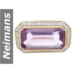 12.65 ct Amethyst & Diamond Gents Ring 14kt Gold