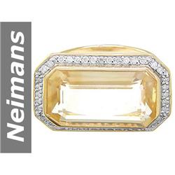 12.65 ct Citrine & Diamond Gents Ring 14kt Gold