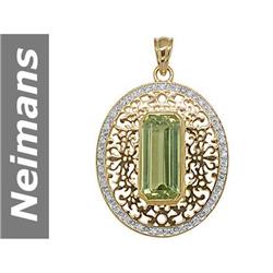 13.85 ct Lemon Quartz & Diamond Pendant 14kt Gold