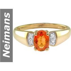 1.02 ct Orange Sapphire & Diamond Ring 14kt Gold