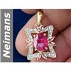 Image 1 : 4.19 ct Pink Sapphire & Ruby & Diamond Pendant 14kt Gold