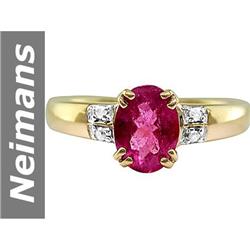 1.54 ct Pink Tourmaline & Diamond Ring 14kt Gold