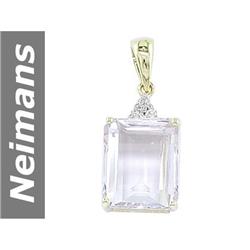 7.75 ct White Morganite & Diamond Pendant 14kt Gold