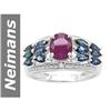 Image 1 : New 2.95 ct Ruby & Sapphire & Diamond Ring 14kt Gold