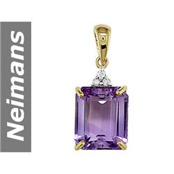 6.66 ct Amethyst & Diamond Pendant 14kt Gold