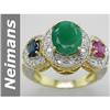 Image 1 : 3.90 ct Emerald, Ruby, Sapphire & Diamond Ring 14kt Gold