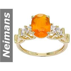 2.19 ct Fire Opal & White Sapphire Ring 14kt Gold