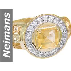 3.49 ct Citrine & White Sapphire Ring 14kt Gold