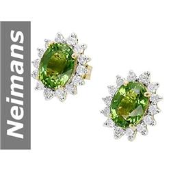 2.19 ct Green Apatite & Diamond Earrings 14kt Gold