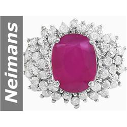 7.43 ct Ruby & Diamond Ring 14kt Gold
