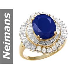 5.66 ct Sapphire & Diamond Ring 14kt Gold