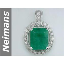 Huge 5.83 ct Emerald & Diamond Pendant 14kt Gold