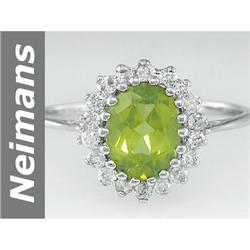 Wow 1.60 ct  Top Peridot & Diamond Ring 14kt Gold