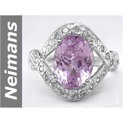 Hot 6.24 ct Pink Kunzite & Diamond Ring 14kt Gold