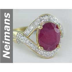 Gem quality 3.39 ct  Rare Ruby & Diamond Ring 14kt Gold